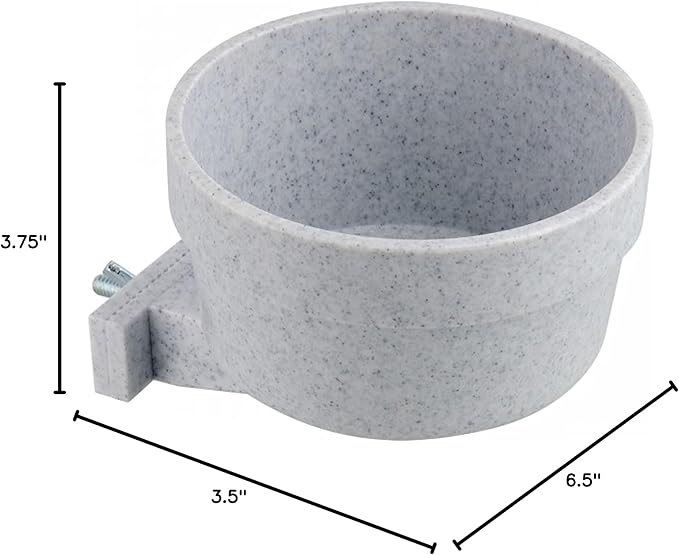 Lixit® Kennel Cage Food or Water Bowl - Non Spill Hanging Removable Dog Crate Bowls - Carrier Water Food Bowl for Dogs or Cats - Attaches to Cage for Convenient Feeding and Drinking (Gray, 20 Ounce)