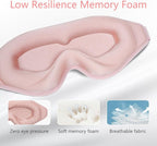 Sleep Mask 3D Eye Mask for Sleeping 100% Light Blocking Eye Covers with Adjustable Strap Night Blindfold for Women Memory Foam Light Pink