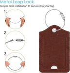 Fintie Luggage Tags, Privacy Cover ID Label with Stainless Steel Loop and Address Card for Travel Bag Suitcase - Retro Brown (2 Piece)