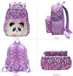 RHCPFOVR Kids Backpack for Girls - Girls Backpack 3-8 Ages Panda for Kids 15 Inch School Bookbag for Kindergarten Elementary School Bookbag for Girl 1st 2nd Grade