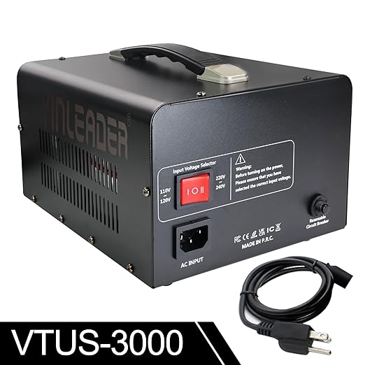 Yinleader Voltage Converter Transformer(110V to 220V, 220V to 110V) Step Up/Down Transformer Converter 110/120 Volt - 220/240 Volt w/US Power Cord,Circuit Breaker Protection (VTUS-3000-6S)
