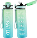 QLUR Water Bottle with Straw, 27oz Motivational Water Bottles with Time Marker to Drink, Tritan BPA Free, 750ml Sports Water Bottle with Carry Strap LeakProof for School Fitness Outdoor (1Pack)