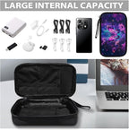 Purple Floral Butterfly Print Electronic Organizer Travel Universal Accessories Storage Bag Portable for Hard Drives, Cables, Memory Sticks, Charger, Phone, USB, SD Cards