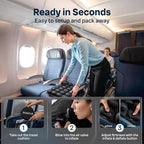 Sondur™ Travel Cushion – CloudAir Technology Airplane Seat Cushion – Inflatable Travel Cushion for Long Flights – Portable Air Cell Design, Puncture-Resistant Waterproof Pad – Black