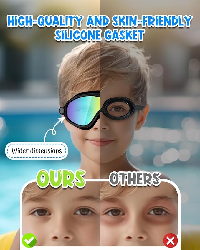 Swim Goggles 2 Pack, Wide View Anti Fog&UV Swimming Goggles for Audlt, No Leak Pool Beach Essentials for Men Women