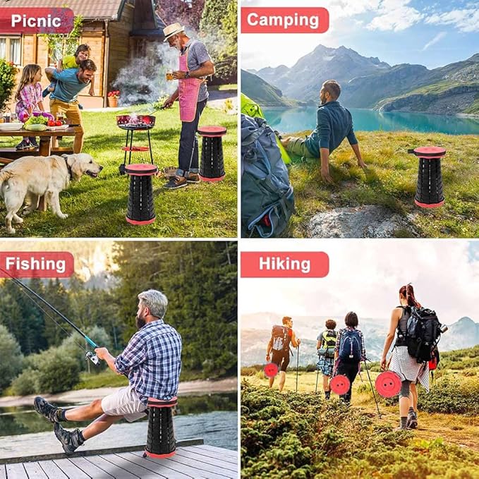 VOLIXOD Foldable Telescoping Stool Portable, Retractable Stool for Adults, Upgraded Collapsible Folding Seats with Load Capacity 550lbs, Camping Stools for Adults
