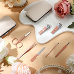 Geosar 50 Set 8 in 1 Travel Manicure Kit Bulk Professional Nail Clippers Pedicure Nail Care Tools Grooming Stainless Steel Set with Portable Travel Case, Gift for Valentine Men Women(Rose Gold)