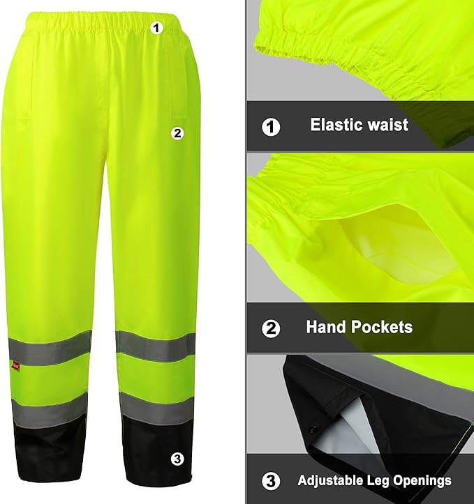 ProtectX High Visibility Waterproof Rain Gear for Men and Women, Hi Vis Reflective Safety Rain Jacket and Pant Suits Workwear