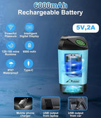 WADEO Portable Shower for Camping, Outdoor Electric Shower Rechargeable Pump with Intelligent Digital Display, Camping Shower Head Nozzle for Camping, Hiking, Traveling, Washing