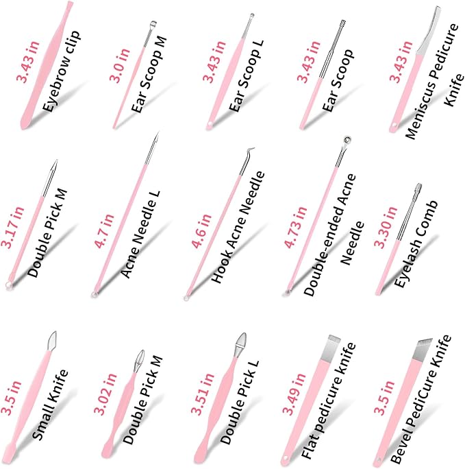 MINKINH 26-Piece Professional Manicure Set，Features Stainless Steel Tools, Carbon Steel Clippers & Travel Case for Women's Home and Travel Grooming(Pink)
