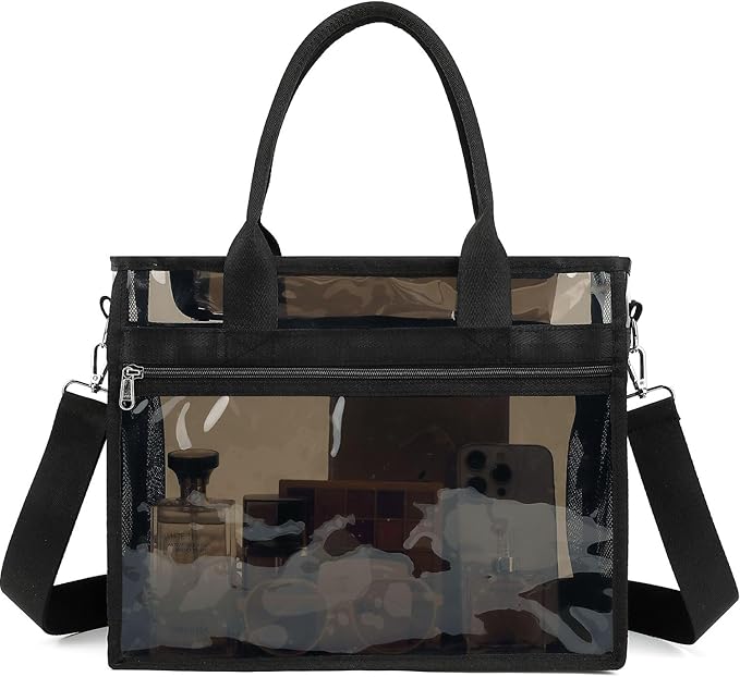 Fammart Iridescent Clear Beach Bag for Women, Jelly Tote Bag Waterproof Sandproof Pool Bag Cruise Vacation Essentials