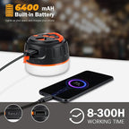 Yonktoo Rechargeable LED Camping Lantern, 300H Runtime, 6400mAh, IPX5 Waterproof Tent Light for Camping, Hiking, Power Outages, Home, Emergency - Standard Edition,Orange