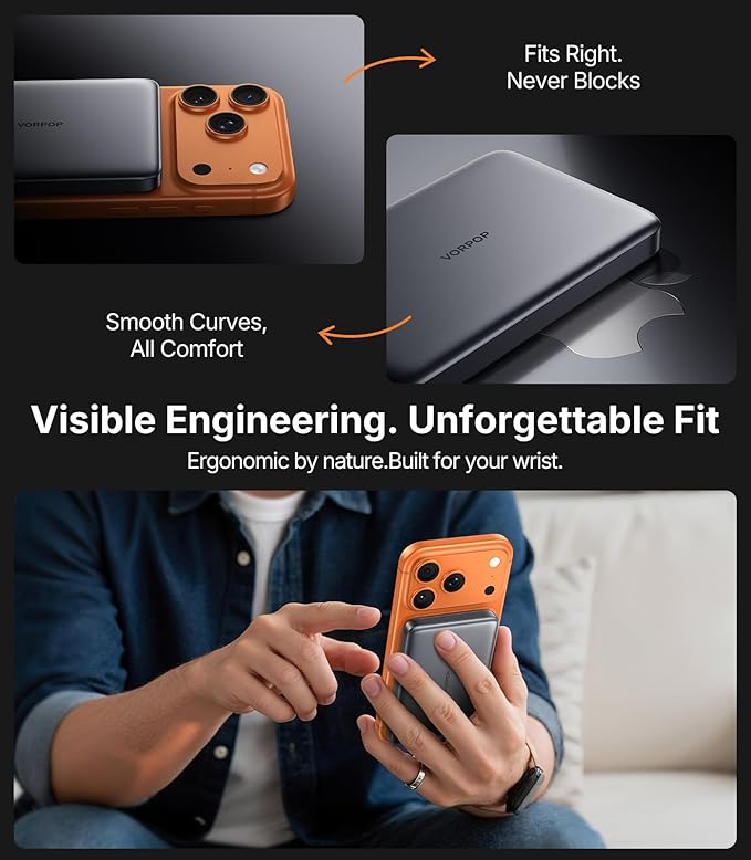 Portable Charger for iPhone, Ultra-Slim 10,000mAh Magnetic Power Bank, Fast Charging with USB C Cable, Magsafe Wireless Battery Pack for iPhone 17/16/15/14/13/12 Series Travel Essentials