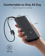 Baseus 100W Power Bank 20000mAh, Portable Laptop Charger with Built-in USB-C Dual Cables, Travel Essential PD QC Fast Charging for MacBook, iPad, iPhone 17/16, Samsung, Steam Deck, TSA-Approved
