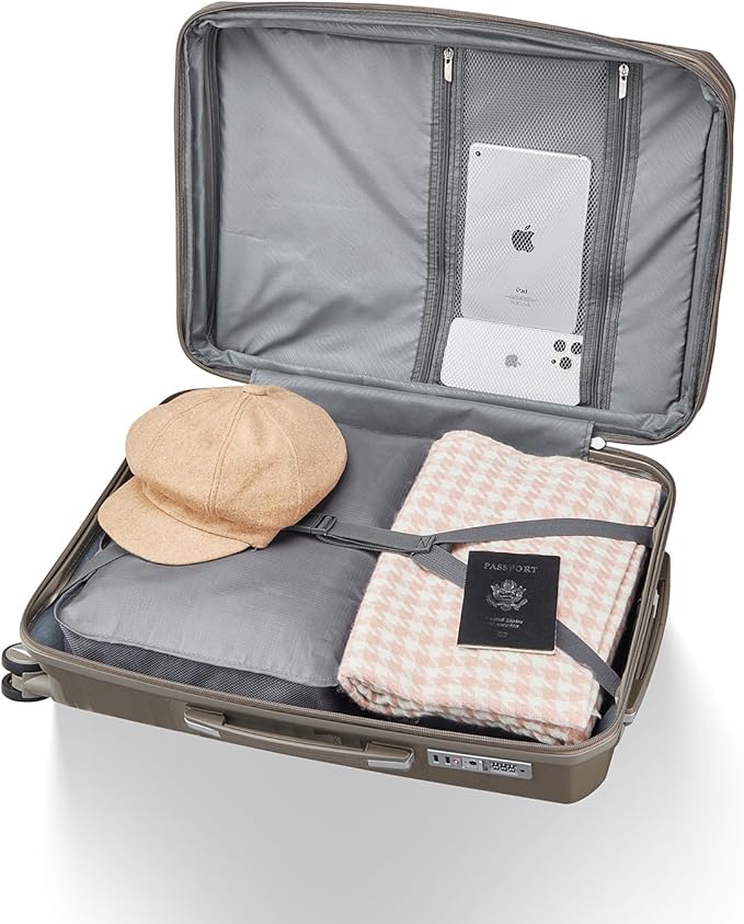 4 Piece Luggage Set, Hardside Expandable Lightweight Suitcase with 360° Mute Spinner Wheels Luggage Sets, TSA Lock, 14/20/24/28 Inch Travel Luggage for Men, Women and Girls (Champagne 3)