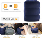 Inflatable Travel Foot Rest Pillow, Kids Airplane Bed, Adjustable Height Leg Pillow for Air Travel, Make a Flat Bed for Toddlers, Great for Airplane, Train, Car,Small Size（Blue, 1 Pack）