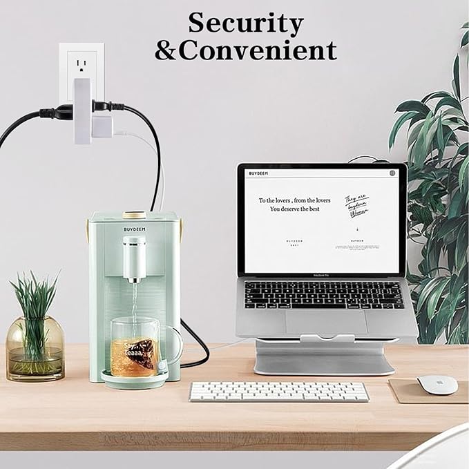 3 Outlet Wall Adapter, UL Listed 1875W/15Amps 3-Prong Grounded Vertical Outlet to The Side, Wall Plug Side Access Adapter, 3 Way Power Splitter Outlet Extender Tap, White (2 Pack), FM-LA30-W