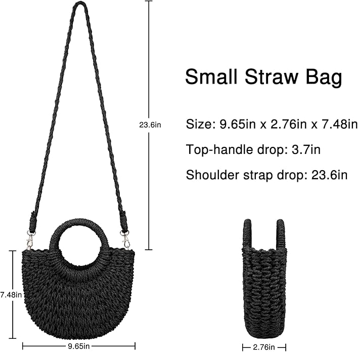 Womens Straw Beach Bag Woven Crossbody Shoulder Bags Top Handle Satchel Handbag Purse for Summer