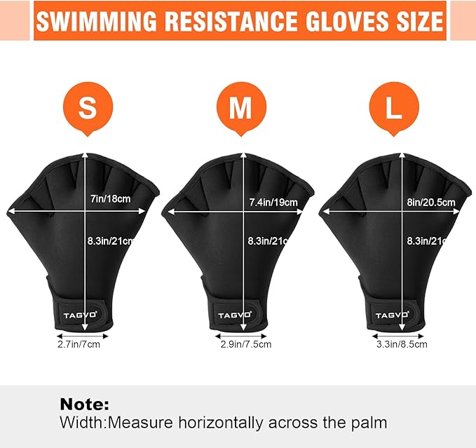 TAGVO Aquatic Gloves for Helping Upper Body Resistance, Webbed Swim Gloves Well Stitching, No Fading, Sizes for Men Women Adult Children Aquatic Fitness Water Resistance Training