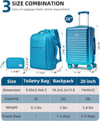 LARVENDER Carry on Luggage 22x14x9 Airline Approved, Expandable 20 Inch Hardside Large Suitcase with Wheels TSA Lock, Lightweigh PC+ABS Travel Carry-on Suitcases for Women and Men, Ocean Breeze