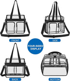 XCU Clear Bag for Stadium Events 12x6x12 Large Clear Tote Bag Transparent Lunch Bag Adjustable Straps for Concert Sports Work