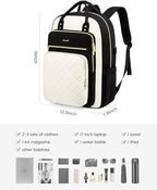 LOVEVOOK Laptop Backpack, Unisex, D-black-beige, 19 x 13.3 x 7.9 in, 1.9 lbs, 30L capacity, 18 pockets, ergonomic shoulder straps, thick EVA foam laptop protection