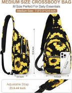 Capolo Sling Bag for Women Men Waterproof Crossbody Bags for Women Trendy Casual Fanny Pack with Convertible Shoulder Strap Chest Bag for Travel Hiking(Sunflower, Medium)