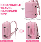Rcrirth Travel Backpack for Women | Expandable Carry On Backpack with 17.3 Inch Laptop Compartment - Personal Item Travel Bags for Women Nurse Work Bag for Traveling Weekender Business College - Pink