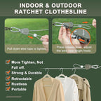 Vigorport Outdoor Retractable Clothesline Portable Travel Clothes Line Wire Ropes with PVC Coating Heavy Duty Rope Pully System for Camping, RV, Indoor Backyard（19Ft）