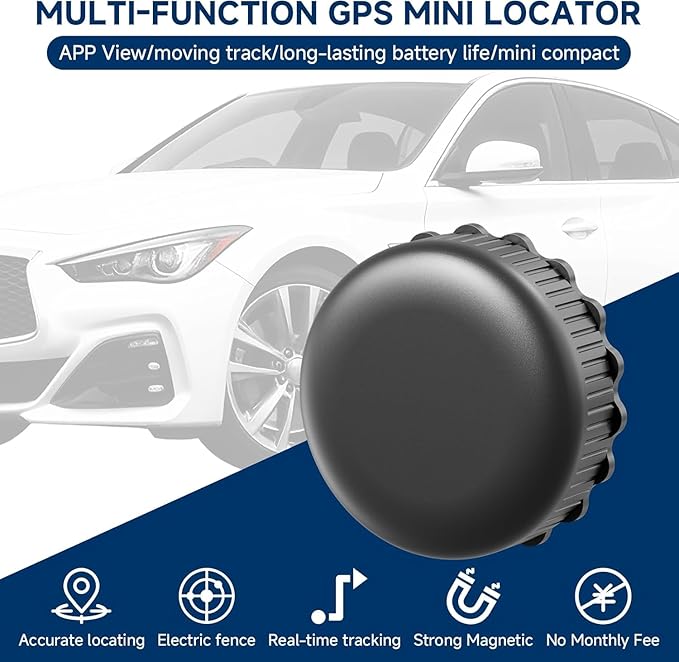 Mini GPS Tracker for Vehicles No Monthly Fee,GPS Car Tracker,Strong Magnetic Car Vehicle Tracking Anti-Lost,Real Time Car GPS Tracker Work with iOS and Android Tracker Device for Vehicles