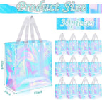 Eccliy 30 Pack 12x12x6 Inch Clear Tote Bag Stadium Approved Bulk Plastic Beach Tote Gift Bag with Handle for Gym Sports | 30 Pack, 12x12x6 Inch, Stadium Approved, Bulk, with Handle, Tote Gift Bag