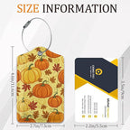 Fall Pumpkin Luggage Tags for Suitcases, 3 Pack Leather Bag Tag Identifiers with Stainless Steel Loop and Address Card for Men Women