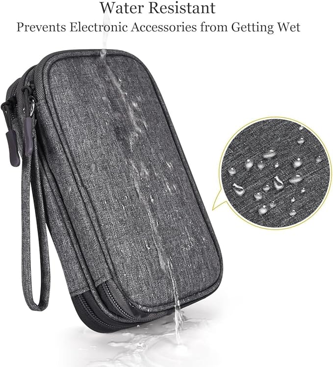 CAOODKDK Electronic Organizer Travel Cable Accessories Bag, Electronic Organizer Case, Waterproof Electronic Accessories Organizer Bag for Power Bank, Charging Cords, USB Cable (Dark Gray)