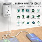 Voltage Converter Us to Europe, Power Converter Combo, 220v to 110v European Plug Converter 2300w Travel Adapter Worldwide, Step Down European, Travel Adapter Worldwide