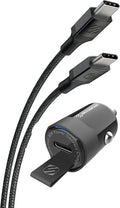 Scosche CPDC30 Mini USB-C 30W Car Charger for Cigarette Lighter Outlet, Power Adapter Plug with 4 FT Long USBC to Type-C Fast Charging Cable Cord Compatible with Android, iPhone & iPad, Black