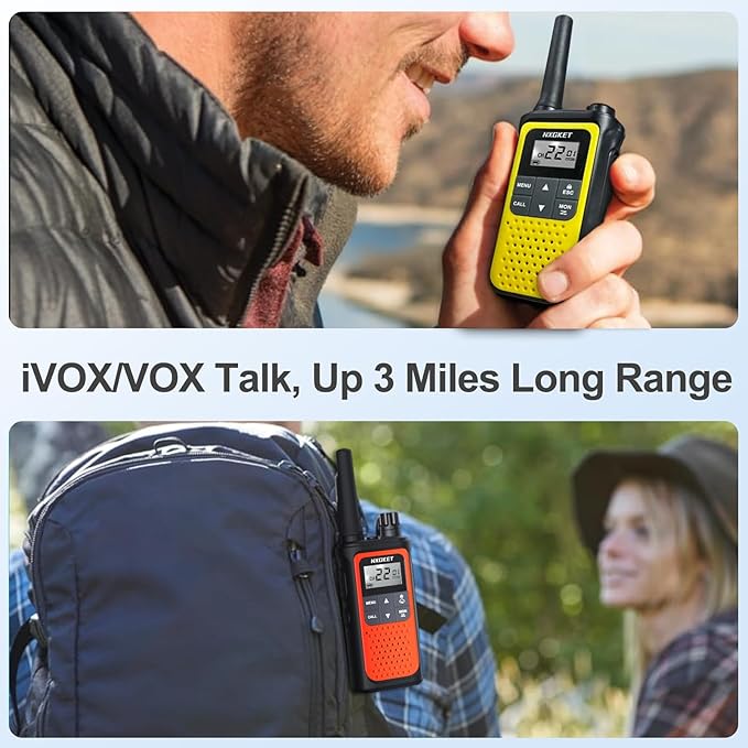 NXGKET Walkie Talkies for Adults Long Rang NOAA Weather Alerts, Rechargeable Walkie Talkies 2 Way Radio 22 FRS Channel with 1800mAh Li-ion Battery USB-C Cable Outdoor Cruises Camping, 4 Pack
