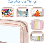 PACKISM Clear Makeup Bag - TSA Approved Toiletry Bag for Carry-on & Checked Luggage, Water Resistant Car Storage Organizer with Reinforced Seams