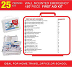 Primacare KC-25PP 25 Person Compact First Aid Kit with 157 Pieces Emergency Medical Supplies, Portable Kits for Home, School and Office, Wall Mount, 10x7x3 inches