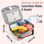 Genteen Lunch Box for Kids,Girls - Insulated LunchBox Reusable, Zip Closure & Buckle Handle, Portable Cooler for Work, School, Travel (Pink)