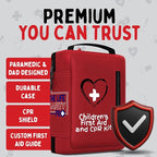 Portable First Aid Kit for Kids with CPR Shield - Ideal for Home, Car, School, Camping, and as a Travel First aid kit. Latex-Free Bandages – Children First Aid Guide by The Life Safety Pro