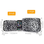 Narwey Small Cheetah Makeup Bag for Purse Mini Cosmetic Bag Travel Makeup Pouch Zipper Pouch Cute Make up Bags with Compartments for Women Girls (Black Leopard, Small)