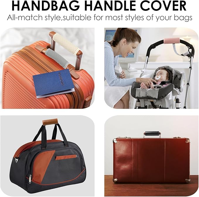 Luggage Handle Wraps -Suitcase Handle Wraps Travel Bag Handle Covers Suitcase Identifier Luggage Makers Covers(3Pcs-Beige)