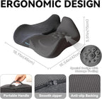 18x16 Inch Memory Foam Seat Cushion for Office Chair, Car & Travel, Ergonomic Chair Cushions for Long Sitting, Thick Supportive Seat Pad with Non-Slip Bottom, Washable Cover, Black