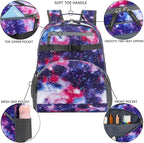 FlowFly Kids Backpack for Toddler Boys Girls, Simple Lightweight Bookbag for Daycare Kindergarten Elementary School Travel, Small Modern Bag (Large), Galaxy