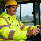 High Vis Reflective Safety Rain Jacket for Men, Class 3 Hi Vis Rain Gear for Construction Workers (Yellow,4XL/5XL)