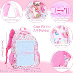 RHCPFOVR Kids Backpack for Girls - Girls Backpack 3-8 Ages Unicorn for Kids 15 Inch School Bookbag for Kindergarten Elementary School Bookbag for Girl 1st 2nd Grade