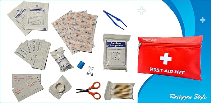Travel Survival First Aid Emergency Kit – 95 Pieces – Compact & Lightweight Emergency Medical Kit for Carry On, Backpacking, and Road Trips