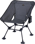 iClimb Ultralight Compact Camping Folding Beach Chair with Anti-Sinking Large Feet and Back Support Webbing (Black Grid - Square Frame - 2PC)
