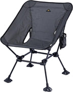 iClimb Ultralight Compact Camping Folding Beach Chair with Anti-Sinking Large Feet and Back Support Webbing (Black Grid - Square Frame - 2PC)