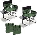SUNNYFEEL Camping Directors Chair 2 Pack, Heavy Duty,Oversized Portable Folding Chair with Side Table, Pocket for Beach, Fishing,Trip,Picnic,Lawn,Concert Outdoor Foldable Camp Chairs